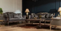 Casa Padrino Luxus Barock Couchtisch Braun - Handgefertigter Massivholz Wohnzimmertisch - Barock Wohnzimmer Möbel