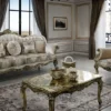 Casa Padrino Luxus Barock Couchtisch Gold / Schwarz - Handgefertigter Massivholz Wohnzimmertisch - Prunkvolle Massivholz Wohnzimmer Möbel im Barockstil