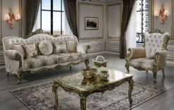 Casa Padrino Luxus Barock Couchtisch Gold / Schwarz - Handgefertigter Massivholz Wohnzimmertisch - Prunkvolle Massivholz Wohnzimmer Möbel im Barockstil