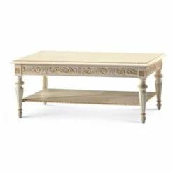 Casa Padrino Luxus Barock Couchtisch Weiß / Gold 120 cm - Made in Italy