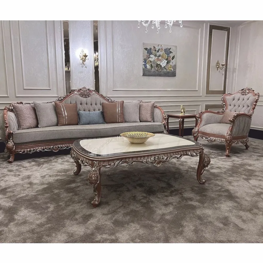Casa Padrino Luxus Barock Couchtisch Creme / Schwarz / Braun / Silber - Barock Möbel