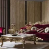 Casa Padrino Luxus Barock Couchtisch Weiß / Gold 130 x 130 x H. 51 cm - Prunkvoller Massivholz Wohnzimmertisch - Barock Wohnzimmer Möbel