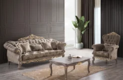 Casa Padrino Luxus Barock Couchtisch Grau / Gold 110 x 77 x H. 45 cm - Massivholz Wohnzimmertisch im Barockstil - Edle Wohnzimmer Möbel im Barockstil