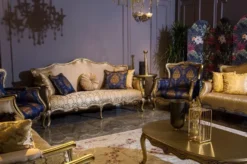 Casa Padrino Luxus Barock Couchtisch Gold 129 x 81 x H. 45 cm - Ovaler Massivholz Wohnzimmertisch - Barockstil Möbel