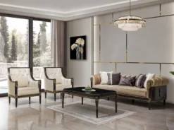 Casa Padrino Luxus Barock Couchtisch Dunkelbraun / Gold 132 cm - Barock Möbel