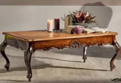 Casa Padrino Luxus Barock Couchtisch Braun - Rechteckiger Massivholz Wohnzimmertisch im Barockstil - Barock Wohnzimmer & Hotel Möbel - Luxus Qualität - Made in Italy