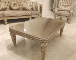 Casa Padrino Luxus Barock Couchtisch Gold / Grau / Gold - Prunkvoller Wohnzimmertisch im Barockstil - Barockstil Wohnzimmer Möbel - Barock Einrichtung - Barock Möbel - Luxus Möbel im Barockstil