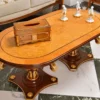 Casa Padrino Luxus Barock Couchtisch Naturfarben / Braun / Gold 125 cm - Barock Möbel - Made in Italy