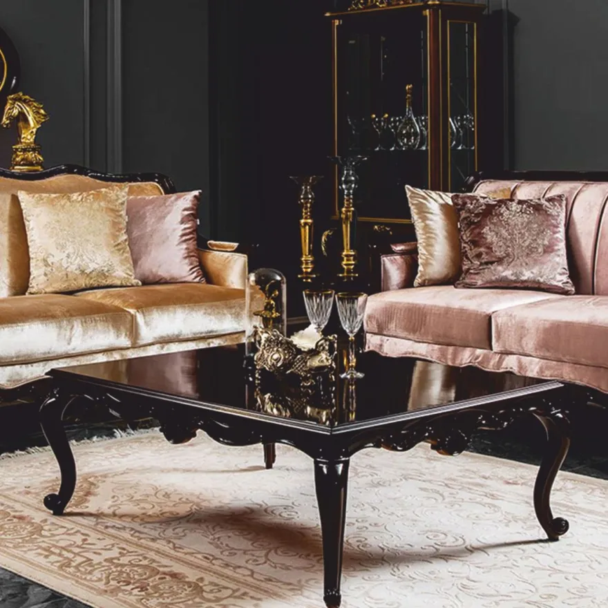 Casa Padrino Luxus Barock Couchtisch Dunkelbraun 124 cm - Barock Möbel