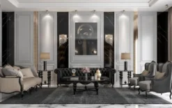 Casa Padrino Luxus Barock Couchtisch Schwarz Ø 114 x H. 47 cm - Runder Massivholz Wohnzimmertisch - Edle Barock Wohnzimmer Möbel
