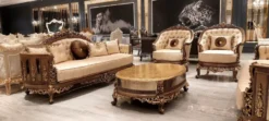 Casa Padrino Luxus Barock Couchtisch Antik Gold / Braun / Gold - Ovaler Massivholz Wohnzimmertisch im Barockstil - Wohnzimmer Möbel im Barockstil - Barock Möbel - Edel & Prunkvoll
