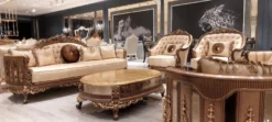 Casa Padrino Luxus Barock Couchtisch Antik Gold / Braun / Gold - Ovaler Massivholz Wohnzimmertisch im Barockstil - Wohnzimmer Möbel im Barockstil - Barock Möbel - Edel & Prunkvoll