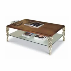 Casa Padrino Luxus Barock Couchtisch Braun / Silber 123 cm - Italienische Barockstil Möbel