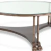 Casa Padrino Luxus Barock Couchtisch mit Glasplatte Bronze Ø 96 x H. 36,5 cm