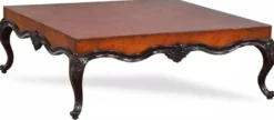 Casa Padrino Luxus Barock Couchtisch Braun / Schwarz 136 x 136 x H. 46 cm - Prunkvoller Wohnzimmertisch im Barockstil - Barock Möbel - Luxus Möbel im Barockstil - Edel & Prunkvoll