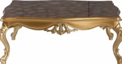Casa Padrino Luxus Barock Couchtisch Schwarz / Gold 130 x 96 x H. 48 cm - Prunkvoller Wohnzimmertisch im Barockstil - Barock Möbel