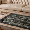 Casa Padrino Luxus Barock Couchtisch Naturfarben / Silber - Handgefertigter Massivholz Wohnzimmertisch mit Glasplatte - Barock Wohnzimmer Möbel