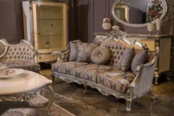 Casa Padrino Luxus Barock Couchtisch Weiß / Silber 118 x 89 x H. 58 cm - Massivholz Wohnzimmertisch - Barockstil Möbel