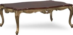 Casa Padrino Luxus Barock Couchtisch Dunkelbraun / Antik Gold - Handgefertigter Massivholz Wohnzimmertisch im Barockstil - Barock Wohnzimmer Möbel