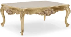 Casa Padrino Luxus Barock Couchtisch Gold / Creme / Weiß - Handgefertigter Massivholz Wohnzimmertisch im Barockstil - Luxus Wohnzimmer Möbel im Barockstil - Barock Möbel - Edel & Prunkvoll