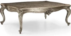 Casa Padrino Luxus Barock Couchtisch Antik Silber - Rechteckiger Massivholz Wohnzimmertisch im Barockstil - Barock Möbel - Luxus Möbel im Barockstil - Barock Einrichtung - Edel & Prunkvoll