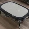 Casa Padrino Luxus Barock Couchtisch Grau / Schwarz / Silber - Handgefertigter Massivholz Wohnzimmertisch - Prunkvolle Massivholz Wohnzimmer Möbel im Barockstil