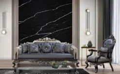 Casa Padrino Luxus Barock Couchtisch Grau / Schwarz / Silber - Handgefertigter Massivholz Wohnzimmertisch - Prunkvolle Massivholz Wohnzimmer Möbel im Barockstil