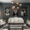 Casa Padrino Luxus Barock Couchtisch Creme / Grau / Gold - Handgefertigter Massivholz Wohnzimmertisch - Prunkvolle Massivholz Wohnzimmer Möbel im Barockstil