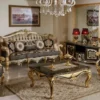 Casa Padrino Luxus Barock Couchtisch Schwarz / Gold - Prunkvoller Massivholz Wohnzimmertisch im Barockstil - Barock Wohnzimmer Möbel - Edel & Prunkvoll