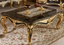 Casa Padrino Luxus Barock Couchtisch Schwarz / Gold - Prunkvoller Massivholz Wohnzimmertisch im Barockstil - Barock Wohnzimmer Möbel - Edel & Prunkvoll