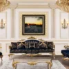 Casa Padrino Luxus Barock Couchtisch Silber / Gold - Massivholz Wohnzimmertisch im Barockstil - Barock Wohnzimmer Möbel - Edel & Prunkvoll