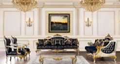 Casa Padrino Luxus Barock Couchtisch Silber / Gold - Massivholz Wohnzimmertisch im Barockstil - Barock Wohnzimmer Möbel - Edel & Prunkvoll
