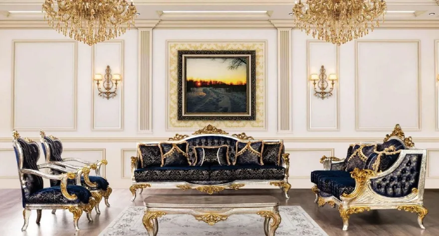 Casa Padrino Luxus Barock Couchtisch Silber / Gold - Massivholz Wohnzimmertisch im Barockstil - Barock Wohnzimmer Möbel - Edel & Prunkvoll
