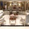 Casa Padrino Luxus Barock Couchtisch Dunkelbraun / Silber 130 x 130 x H. 47 cm - Prunkvoller Massivholz Wohnzimmertisch - Barock Wohnzimmer Möbel