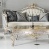 Casa Padrino Luxus Barock Couchtisch Gold / Silber 125 x 125 x H. 50 cm - Massivholz Wohnzimmertisch im Barockstil - Edel & Prunkvoll