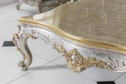 Casa Padrino Luxus Barock Couchtisch Gold / Silber 125 x 125 x H. 50 cm - Massivholz Wohnzimmertisch im Barockstil - Edel & Prunkvoll