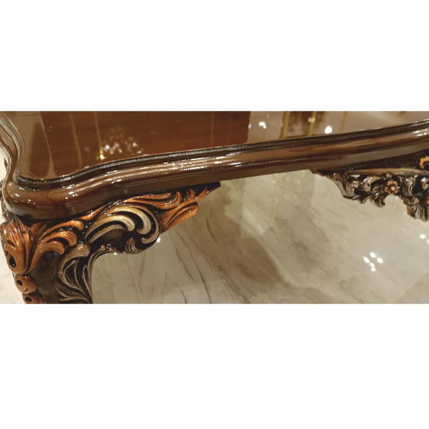 Casa Padrino Luxus Barock Couchtisch Dunkelbraun / Grau / Bronze 119 cm - Barock Möbel