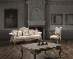 Casa Padrino Luxus Barock Couchtisch Creme / Beige 120 x 80 x H. 50 cm - Prunkvoller Wohnzimmertisch mit Glasplatte