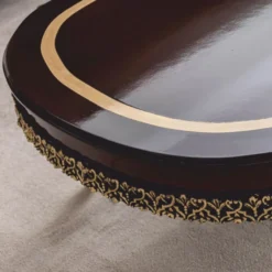 Casa Padrino Luxus Barock Couchtisch Dunkelbraun / Gold 138 cm - Barock Möbel