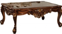 Casa Padrino Luxus Barock Couchtisch Braun / Gold - Massivholz Wohnzimmertisch im Barockstil - Barock Wohnzimmer Möbel - Edel & Prunkvoll