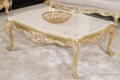 Casa Padrino Luxus Barock Couchtisch Creme / Gold 120 cm - Barockstil Wohnzimmer Möbel