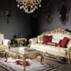 Casa Padrino Luxus Barock Couchtisch Beige / Creme / Gold / Braun - Prunkvoller Massivholz Wohnzimmertisch im Barockstil - Prunkvolle Barock Möbel