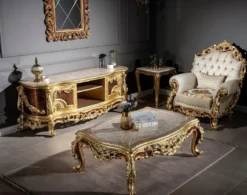 Casa Padrino Luxus Barock Couchtisch Beige / Creme / Gold / Braun - Prunkvoller Massivholz Wohnzimmertisch im Barockstil - Prunkvolle Barock Möbel