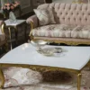 Casa Padrino Luxus Barock Couchtisch Weiß / Gold 137 x 90 x H. 46 cm - Prunkvoller Massivholz Wohnzimmertisch im Barockstil - Barock Möbel