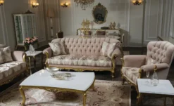 Casa Padrino Luxus Barock Couchtisch Weiß / Gold 137 x 90 x H. 46 cm - Prunkvoller Massivholz Wohnzimmertisch im Barockstil - Barock Möbel