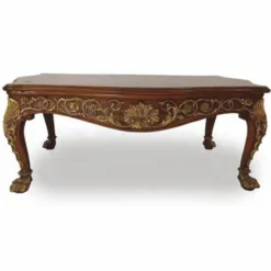 Casa Padrino Luxus Barock Couchtisch Dunkelbraun / Gold 121 cm - Barock Möbel - Made in Italy