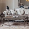Casa Padrino Luxus Barock Couchtisch Silber 126 x 90 x H. 45 cm - Rechteckiger Massivholz Wohnzimmertisch im Barockstil - Barock Wohnzimmer Möbel