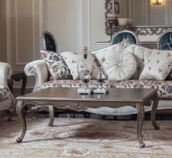 Casa Padrino Luxus Barock Couchtisch Gold 124 x 90 x H. 45 cm - Eleganter Massivholz Wohnzimmertisch im Barockstil - Barock Wohnzimmer Möbel