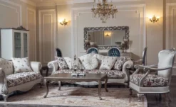 Casa Padrino Luxus Barock Couchtisch Gold 124 x 90 x H. 45 cm - Eleganter Massivholz Wohnzimmertisch im Barockstil - Barock Wohnzimmer Möbel