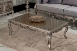 Casa Padrino Luxus Barock Couchtisch Silber - Handgefertigter Massivholz Wohnzimmertisch im Barockstil - Barock Möbel - Luxus Möbel im Barockstil - Barock Einrichtung - Edel & Prunkvoll